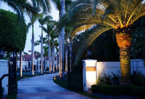 home with landscape lighting in florida